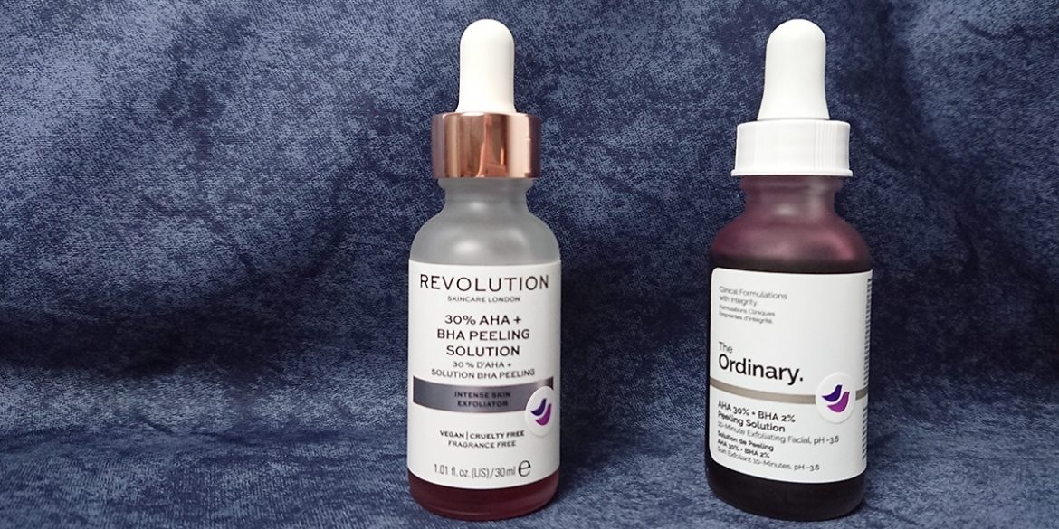 Porovnanie, test exfoliačných sér/chemických peelingov – Revolution Skincare a The Ordinary